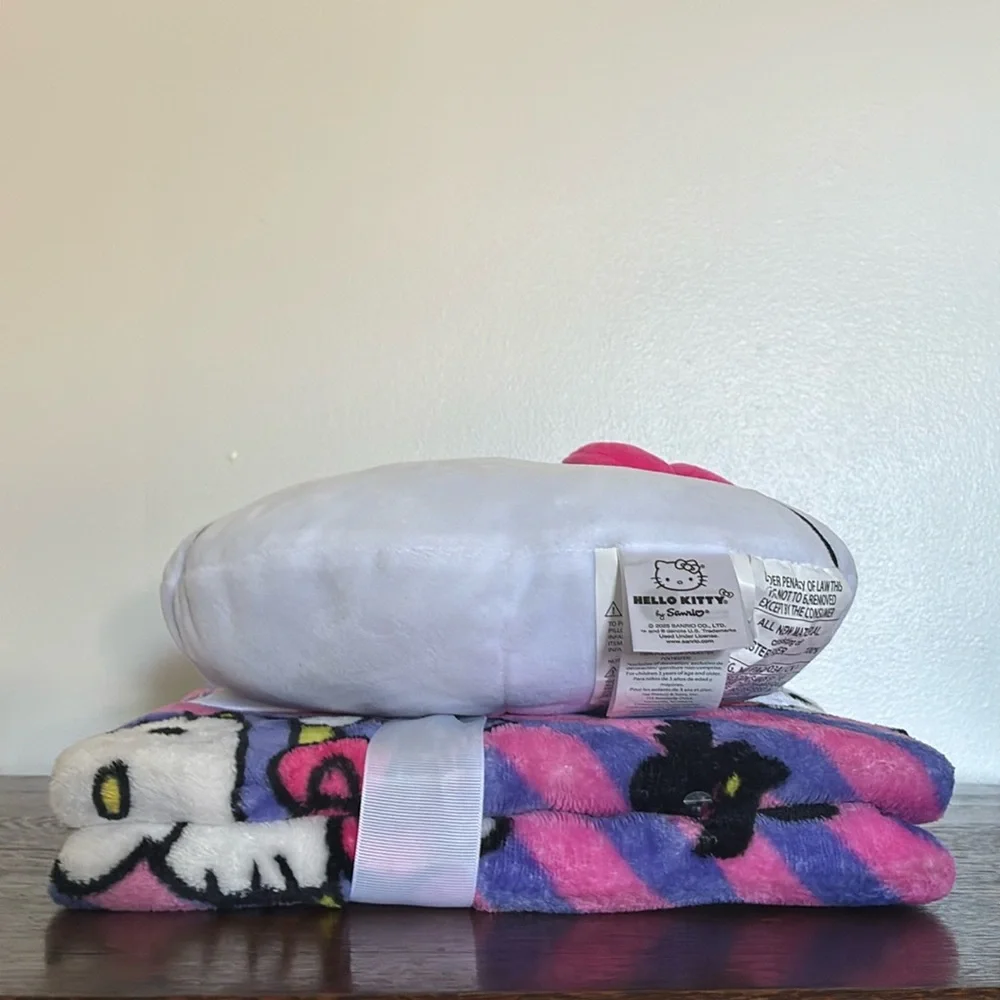 NWT- Halloween Hello Kitty Witch Hat Pillow Plush & Throw Blanket 45x55 Set